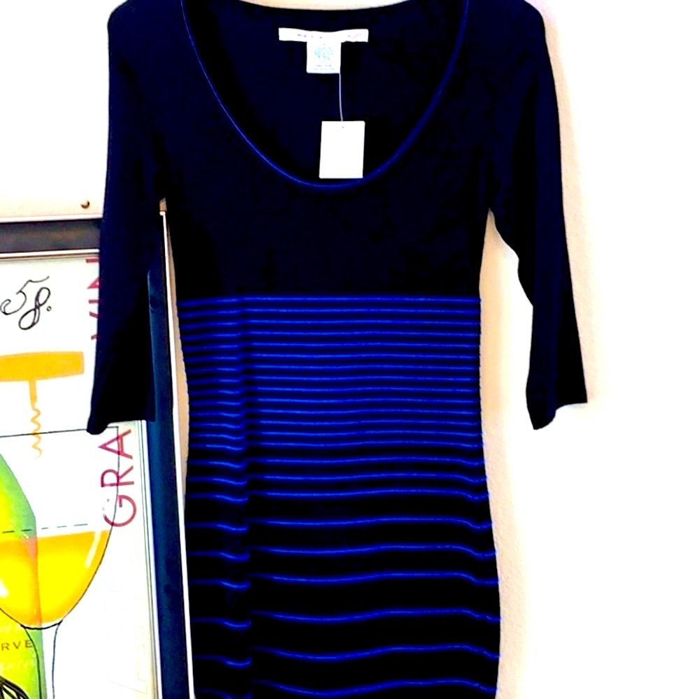 New with tags NWT black Max Studio dress with blue stripes LBD
